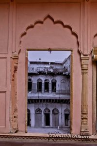 A picture of the dilapidated look the Haveli bore before resurrection