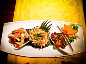 Various starters and salad with small portions for me